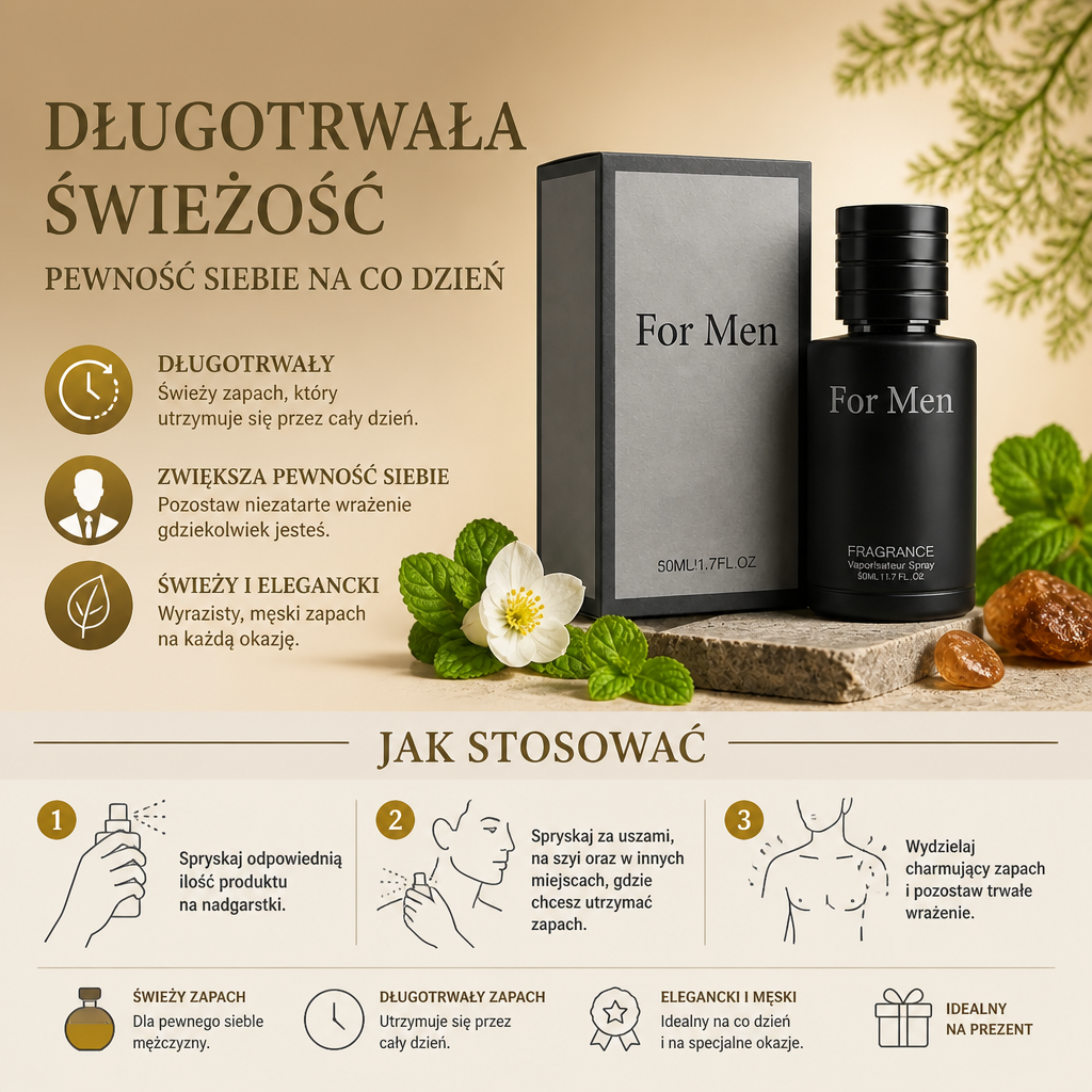 Męski Długotrwały Spray Zapachowy – Świeży Aromat Dla Codziennej Pewności Siebie