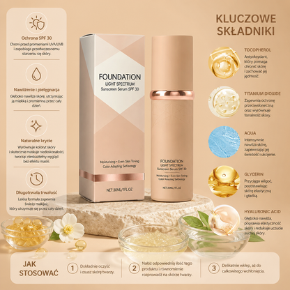 Serum Przeciwsłoneczne Z Podkładem Light Spectrum – Nawilżające Krycie Z Ochroną SPF