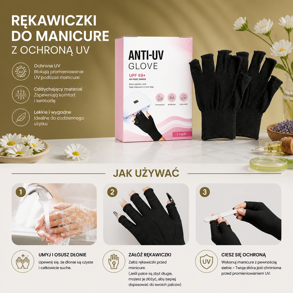 Rękawiczki Do Manicure Z Ochroną UV – Elastyczne Nakładki Na Palce Do Pielęgnacji Paznokci