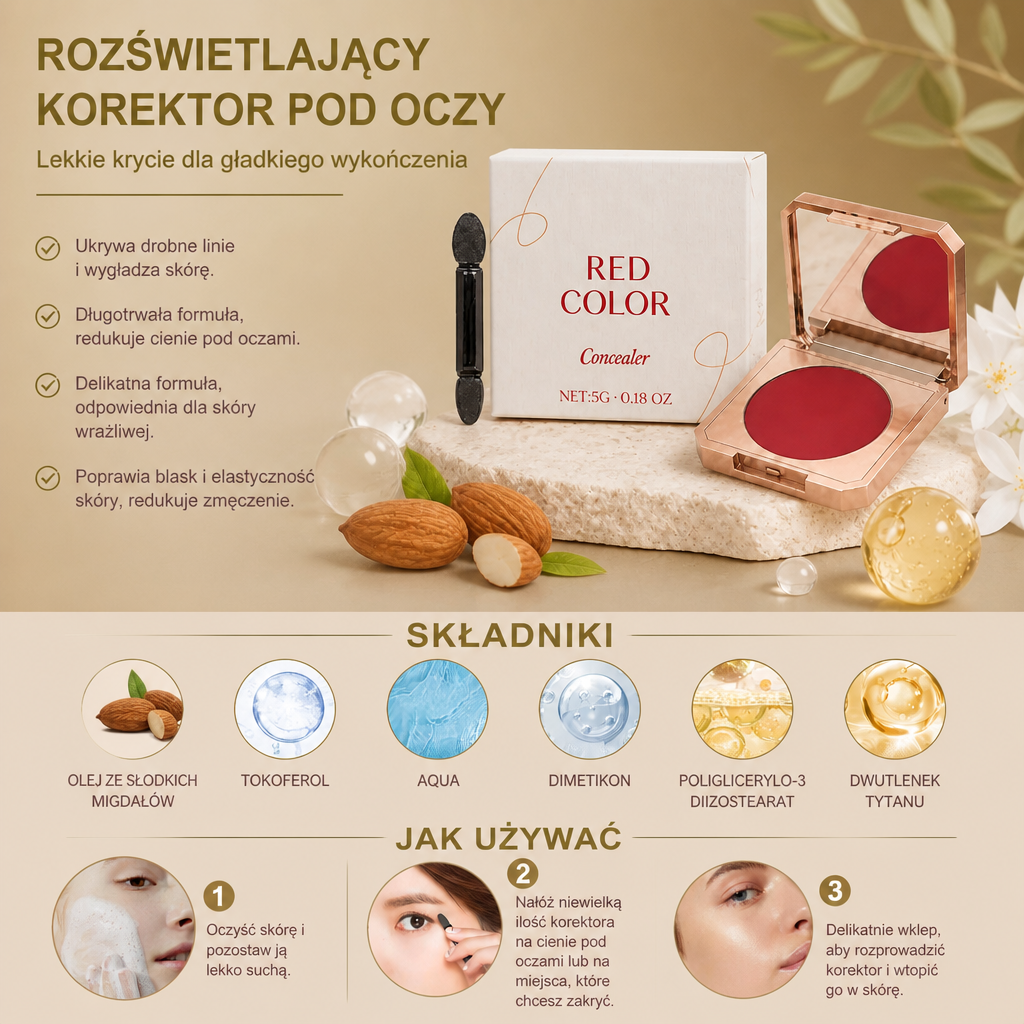 Rozświetlający Korektor Pod Oczy – Lekkie Krycie Dla Gładkiego Wykończenia
