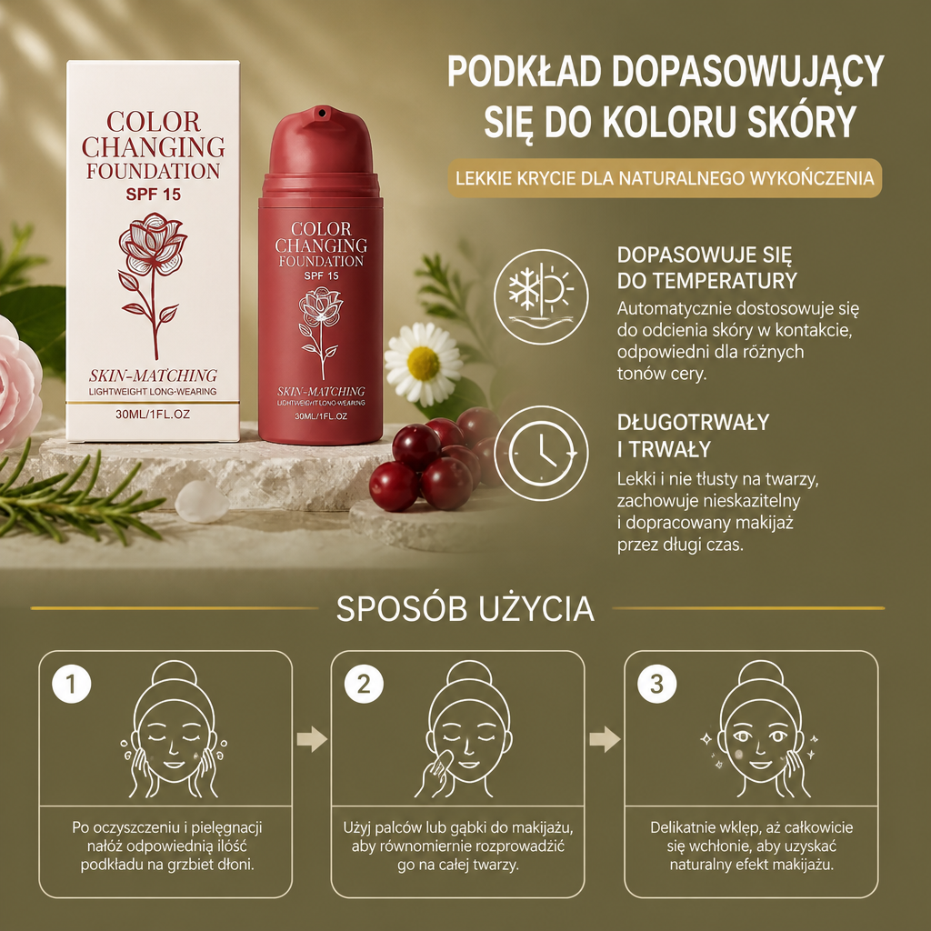 Podkład Dopasowujący Się Do Koloru Skóry – Lekkie Krycie Dla Naturalnego Wykończenia