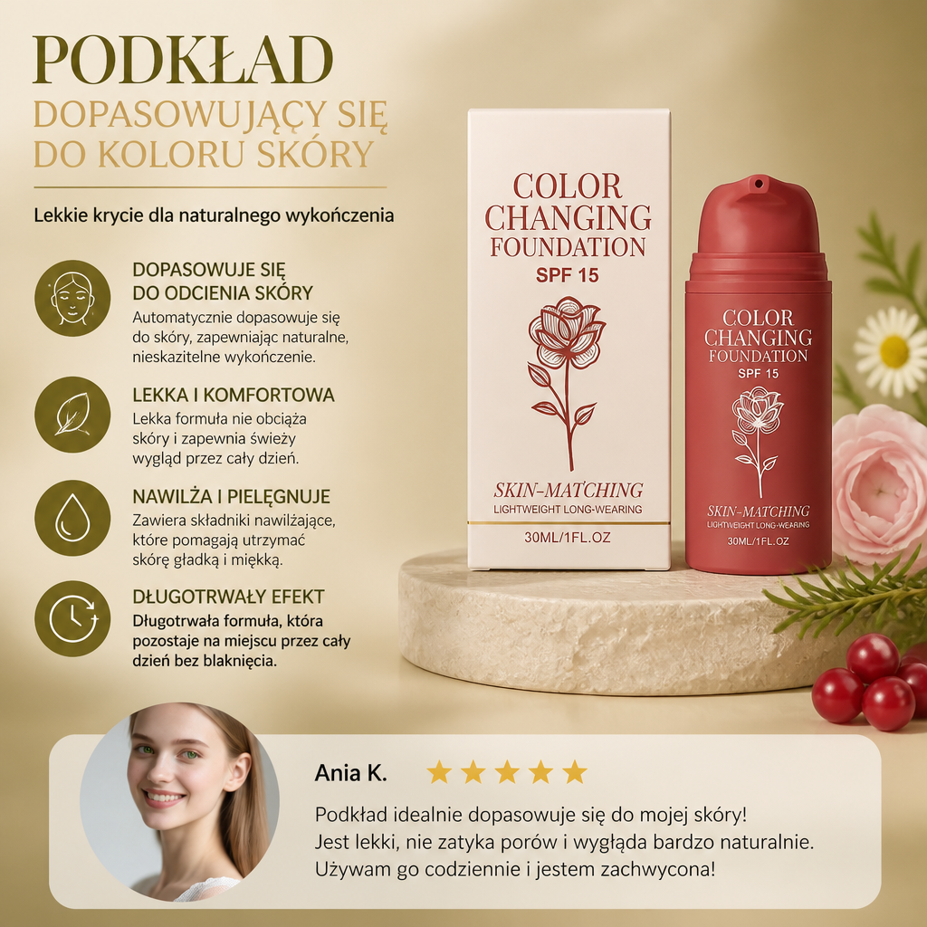 Podkład Dopasowujący Się Do Koloru Skóry – Lekkie Krycie Dla Naturalnego Wykończenia