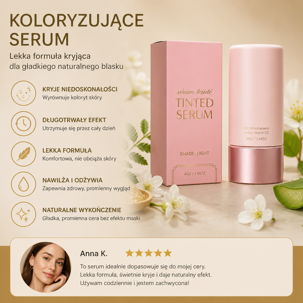 Koloryzujące Serum – Lekka Formuła Kryjąca Dla Gładkiego Naturalnego Blasku