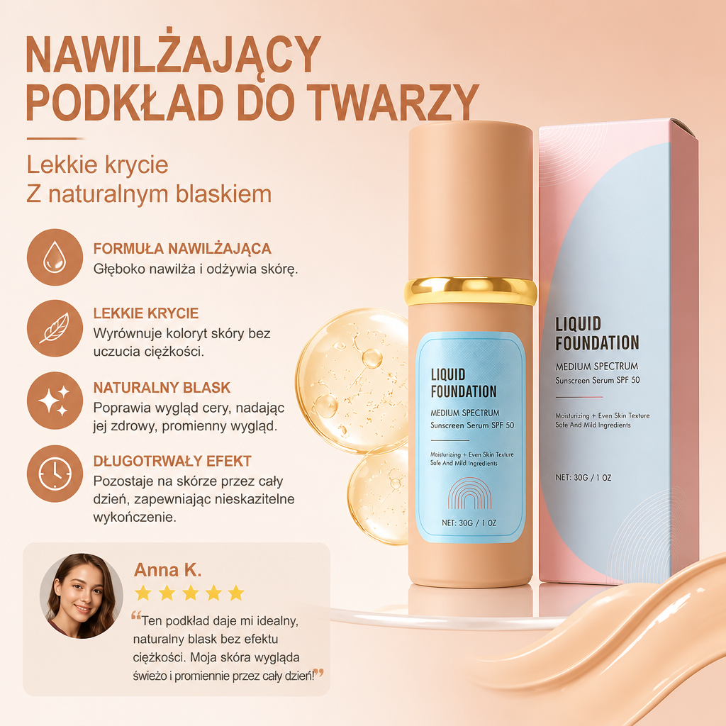 Nawilżający Podkład Do Twarzy – Lekkie Krycie Z Naturalnym Blaskiem