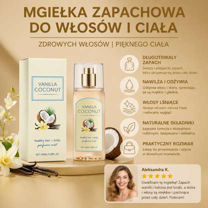 Waniliowo-Kokosowa Mgiełka Zapachowa Do Włosów I Ciała – Długotrwały Zapach Z Nawilżającą Pielęgnacją