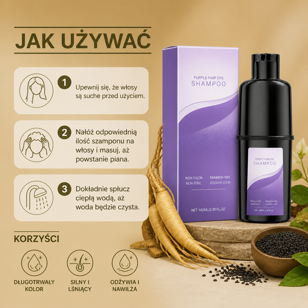 Szampon Koloryzujący Z Czarnym Sezamem – Odświeżenie Ciemnych Włosów O Naturalnym Wyglądzie