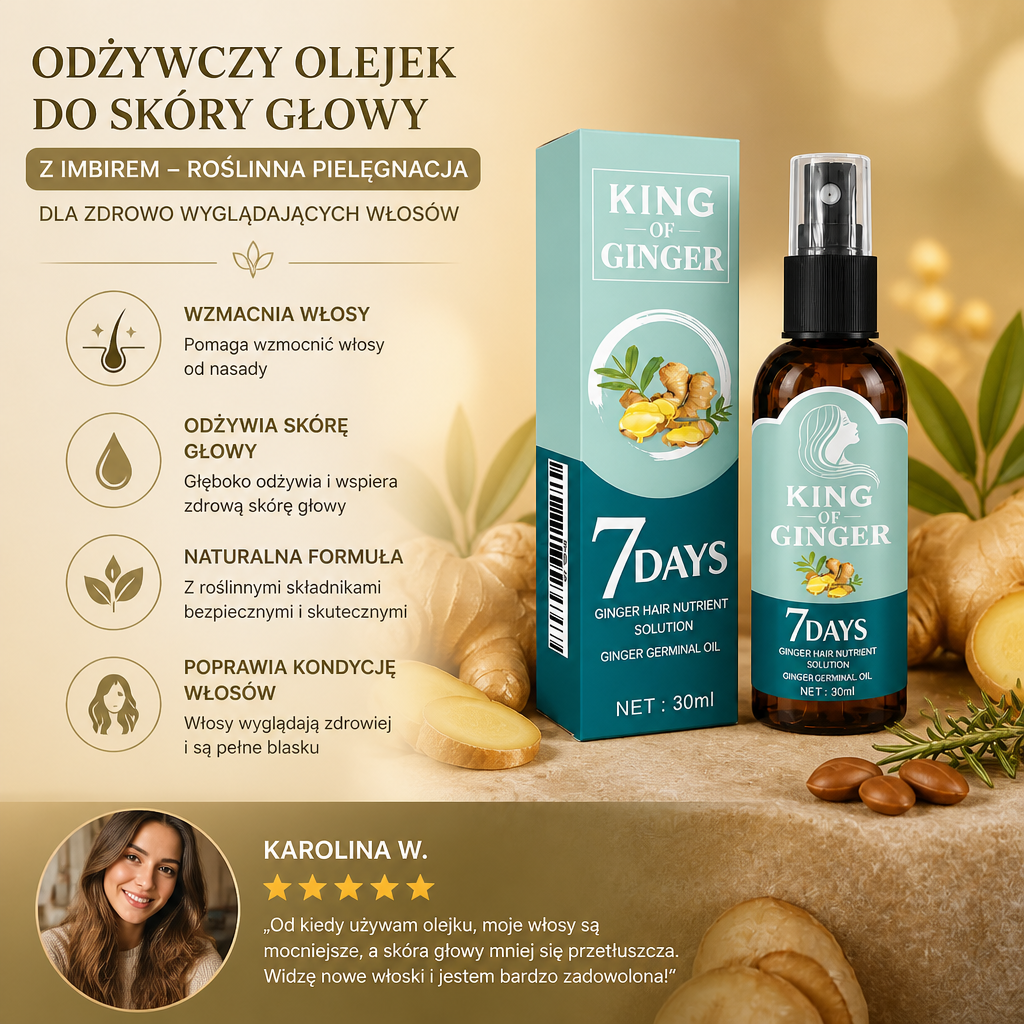 Odżywczy Olejek Do Skóry Głowy Z Imbirem – Roślinna Pielęgnacja Dla Zdrowo Wyglądających Włosów