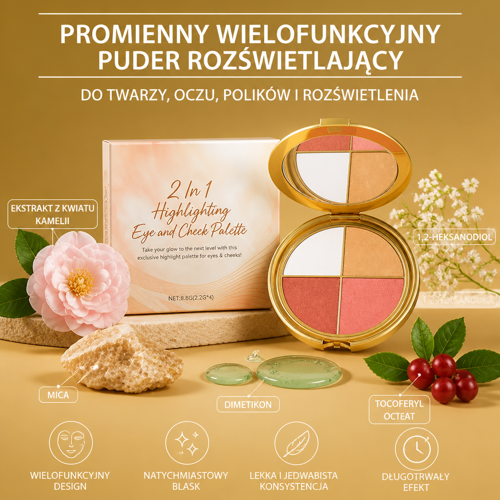 Promienny Wielofunkcyjny Puder Rozświetlający Do Twarzy, Oczu, Polików I Rozświetlenia
