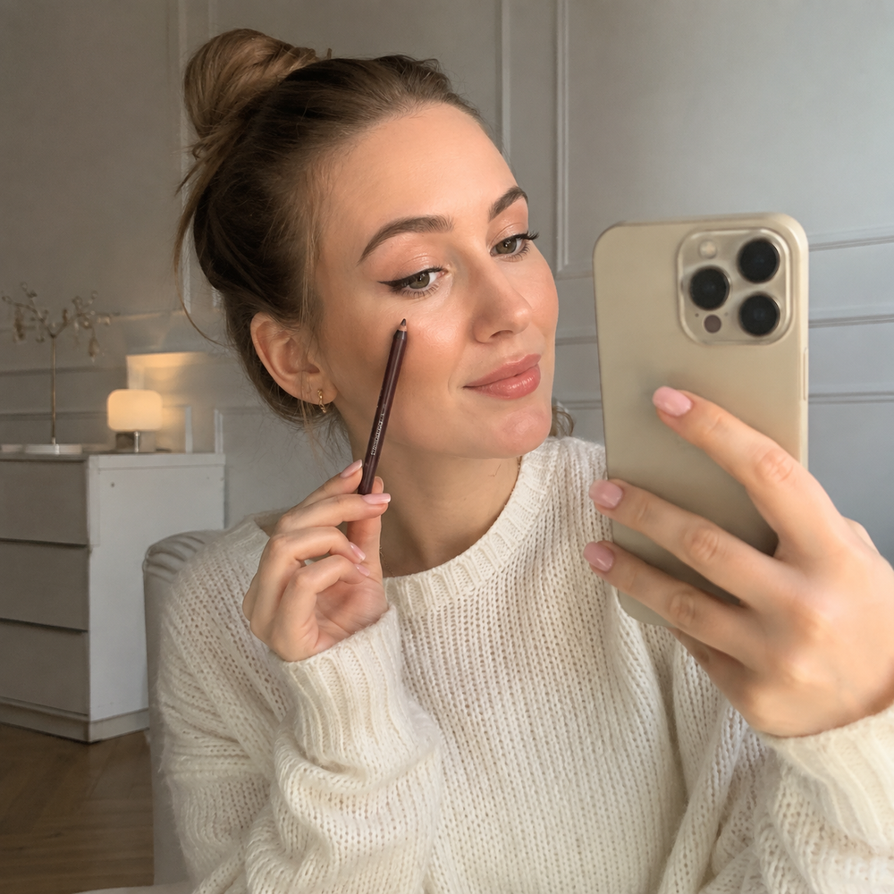 Klientka w Wodoodpornym Brokatowym Eyelinerze Żelowym Polska Uroda