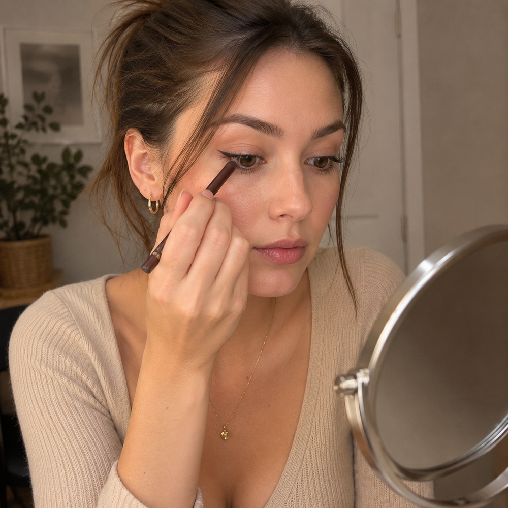 Klientka w Wodoodpornym Brokatowym Eyelinerze Żelowym Polska Uroda