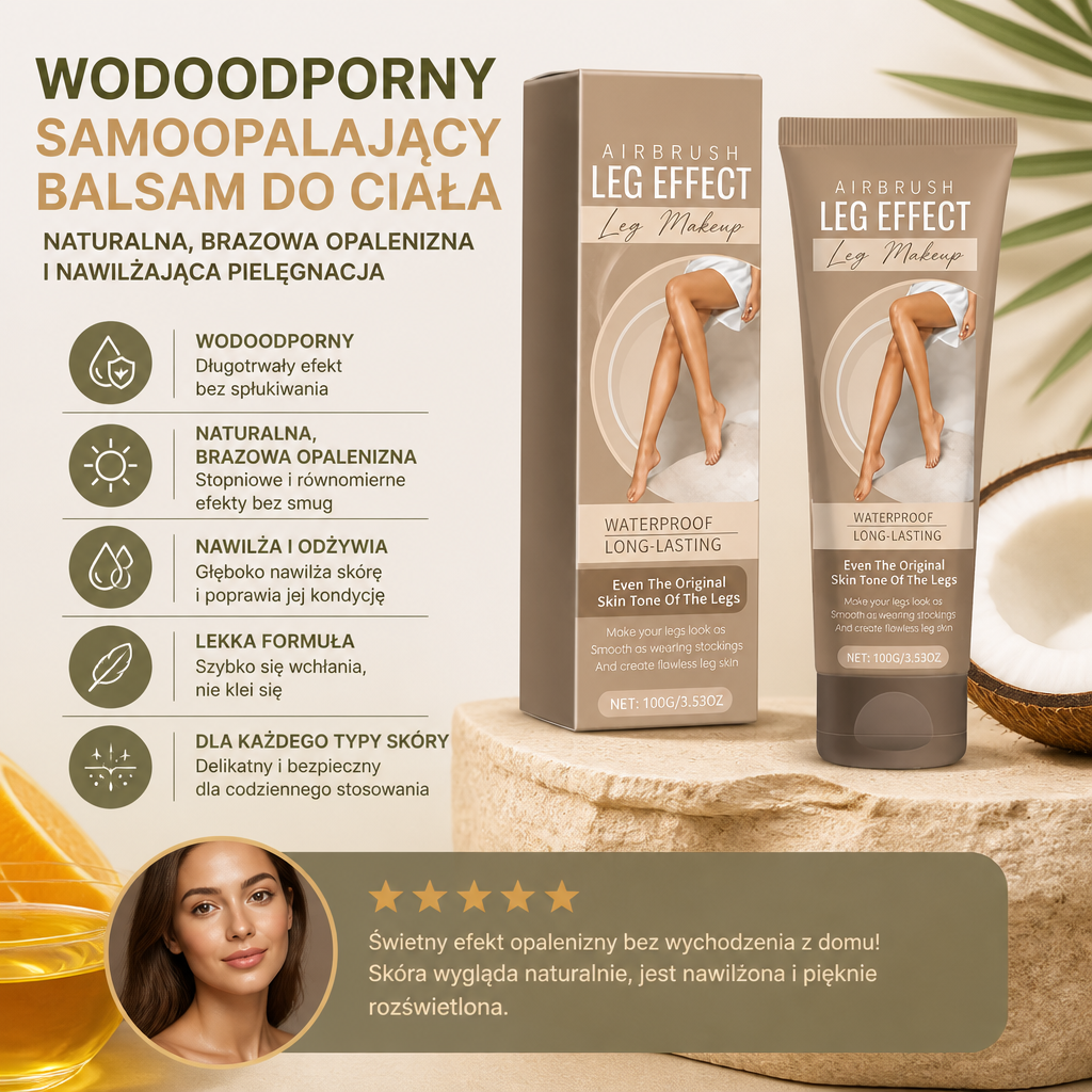 Wodoodporny samoopalający balsam do ciała – naturalna, brązowa opalenizna i nawilżająca pielęgnacja
