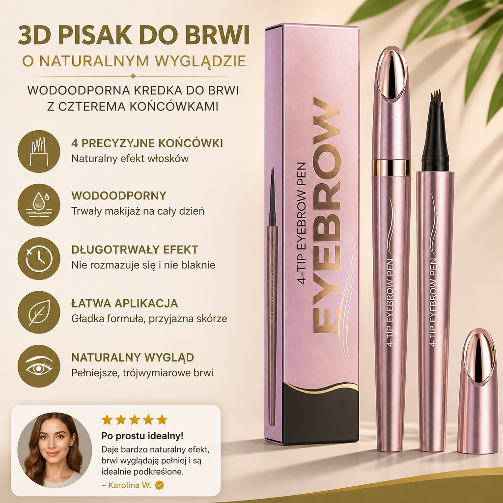3D Pisak Do Brwi O Naturalnym Wyglądzie – Wodoodporna Kredka Do Brwi Z Czterema Końcówkami