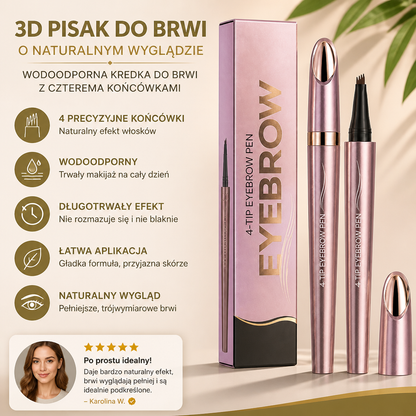 3D Pisak Do Brwi O Naturalnym Wyglądzie – Wodoodporna Kredka Do Brwi Z Czterema Końcówkami