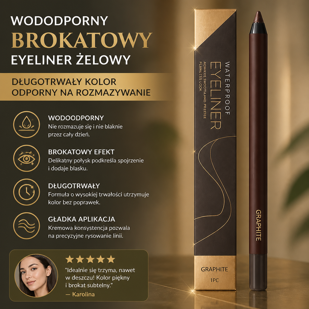 Wodoodporny Brokatowy Eyeliner Żelowy – Długotrwały Kolor Odporny Na Rozmazywanie