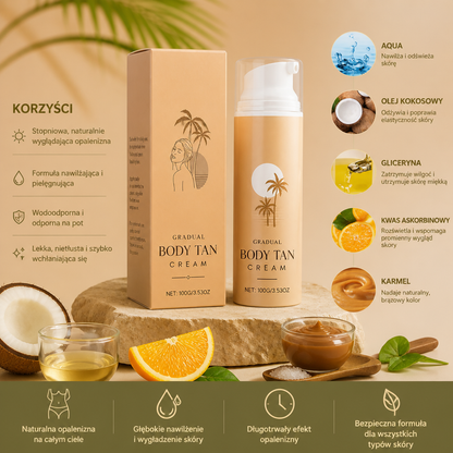 Samoopalający krem do ciała – nawilżająca formuła zapewniająca naturalną, brązową opaleniznę