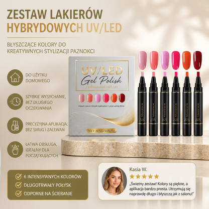 Zestaw lakierów hybrydowych UV/LED – błyszczące kolory do kreatywnych stylizacji paznokci