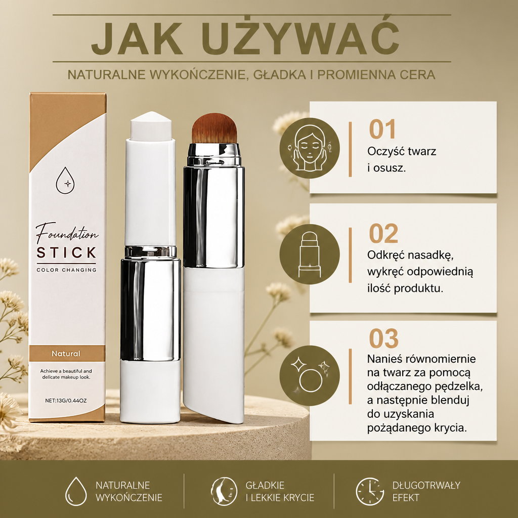 Naturalny podkład w sztyfcie – gładkie krycie z nawilżającym wykończeniem