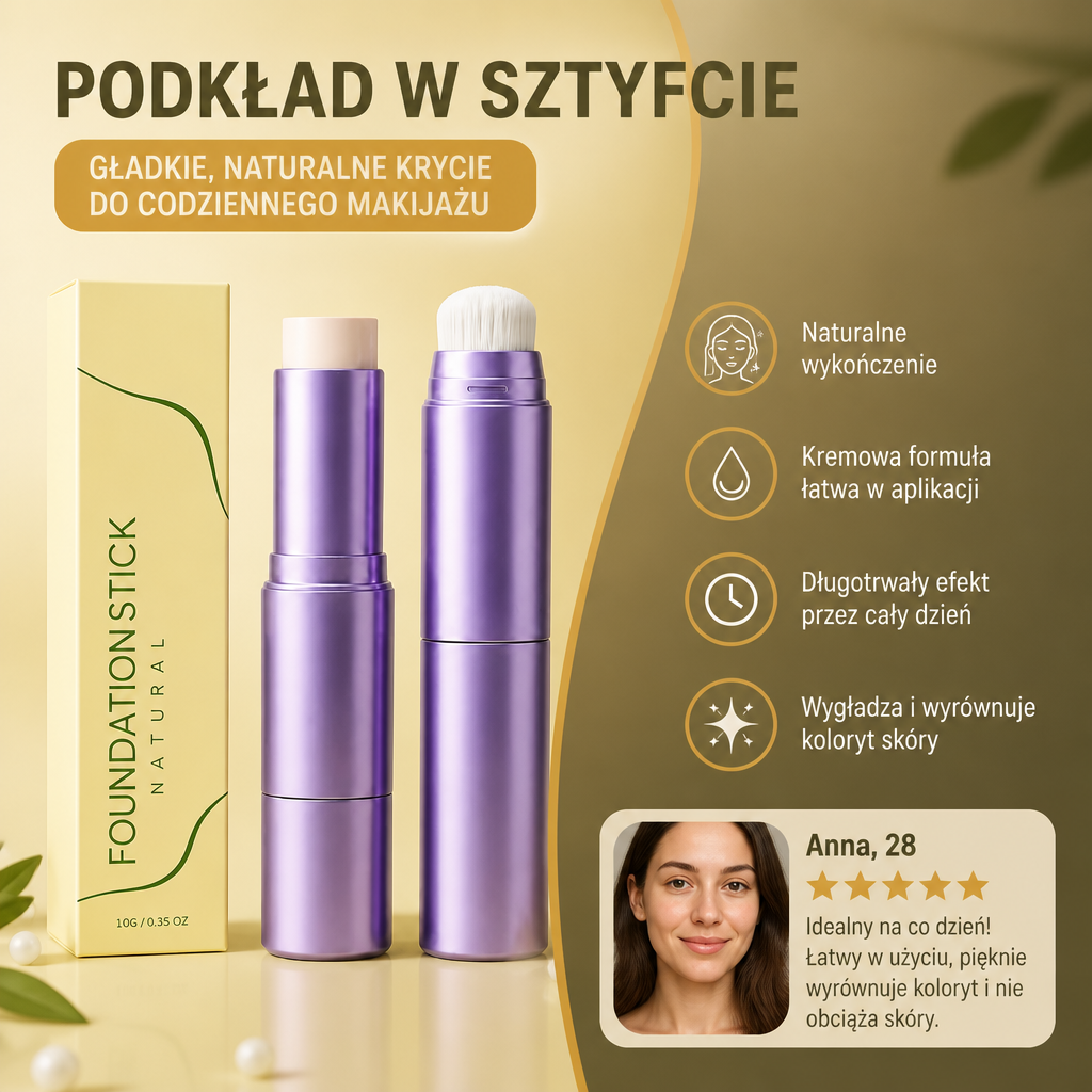 Podkład w sztyfcie z pędzlem – gładkie, naturalne krycie do codziennego makijażu