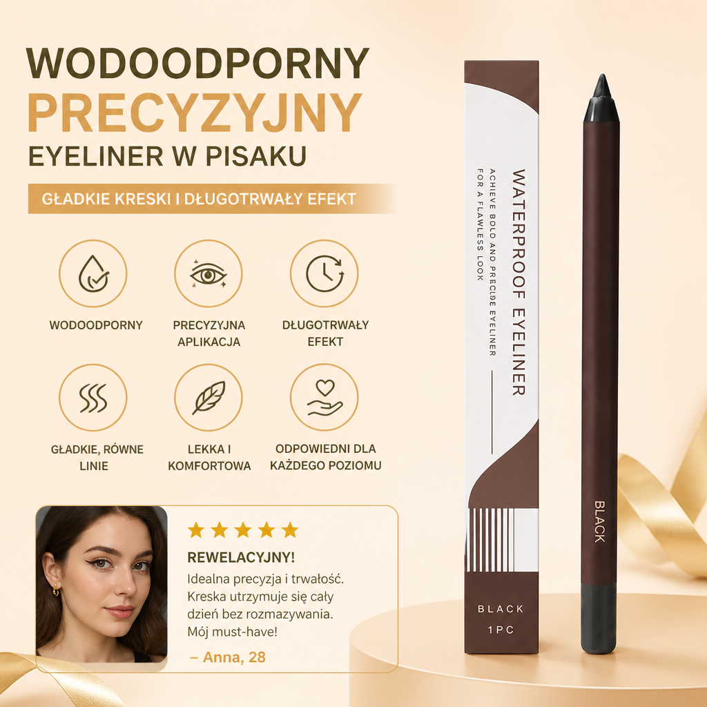 Wodoodporny precyzyjny eyeliner w pisaku – gładkie kreski i długotrwały efekt