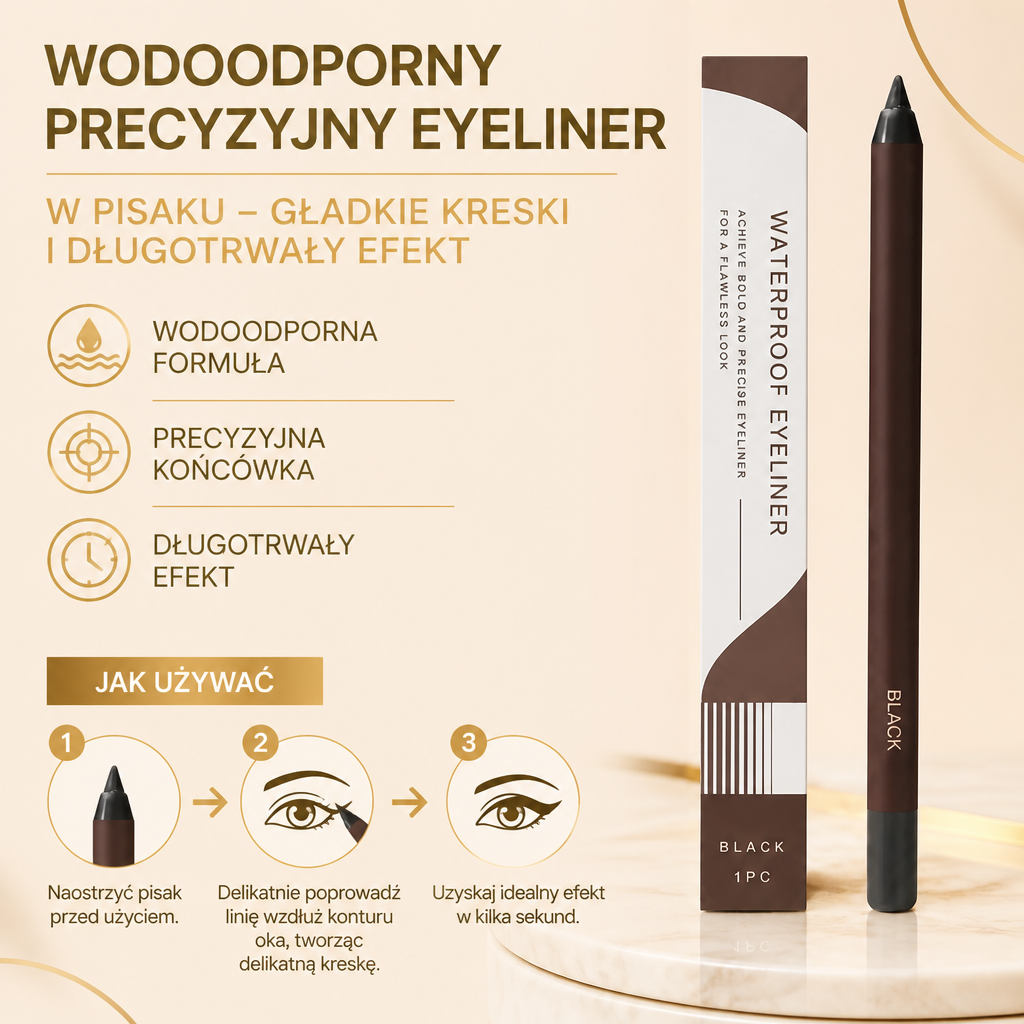 Wodoodporny precyzyjny eyeliner w pisaku – gładkie kreski i długotrwały efekt