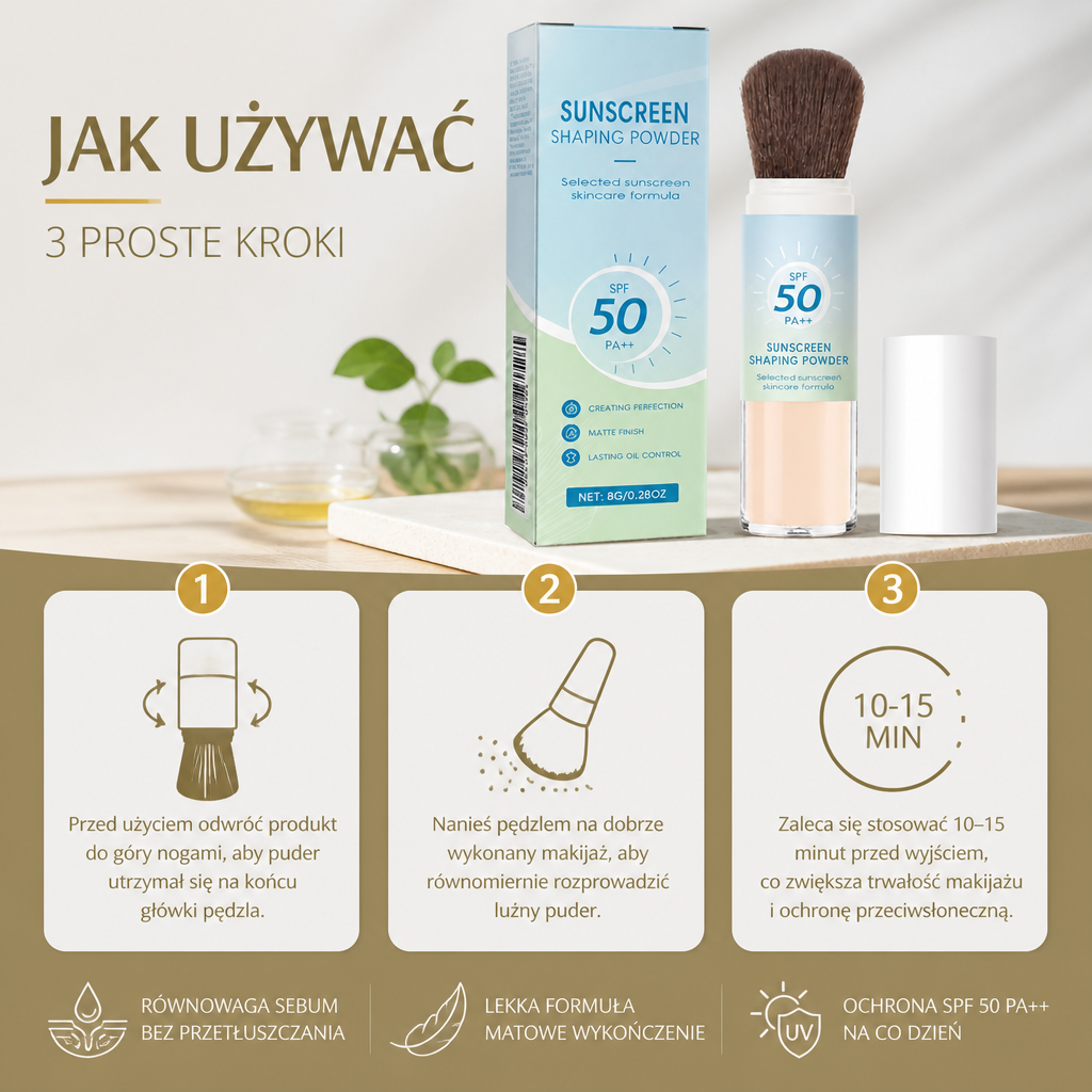 Puder modelujący z ochroną przeciwsłoneczną – lekkie, matowe wykończenie i kontrola sebum