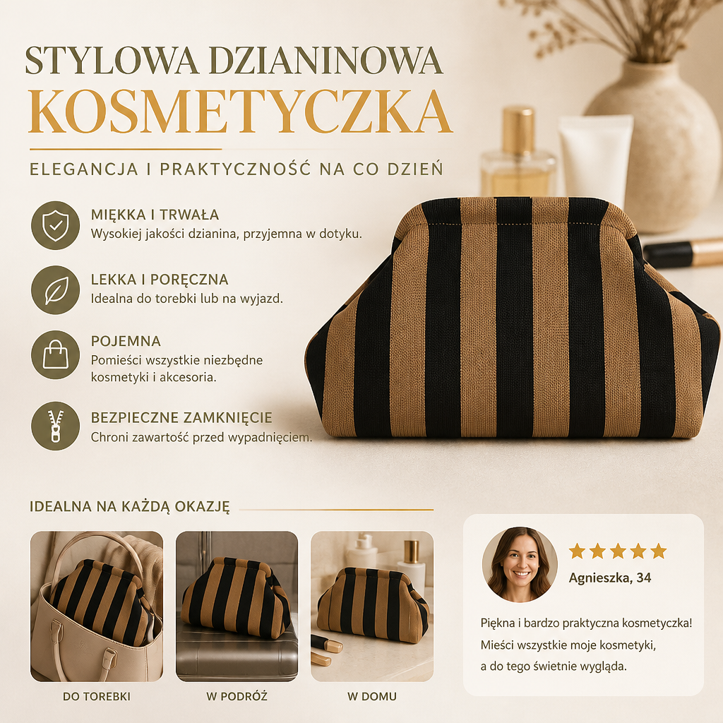 Stylowa dzianinowa kosmetyczka