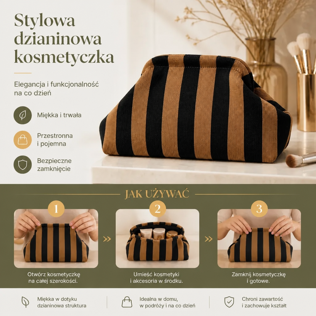 Stylowa dzianinowa kosmetyczka
