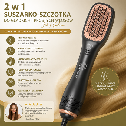 Suszarko-Szczotka 2 w 1 do Gładkich i Prostych Włosów Jak z Salonu