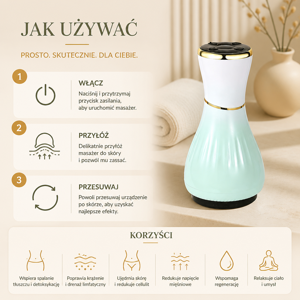 Ręczny Masażer Głębokich Tkanek 4 w 1 z Funkcją Ciepła, Wibracjami i Terapią Czerwonym Światłem