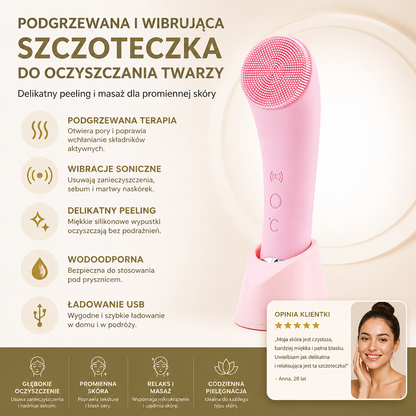 Podgrzewana i Wibrująca Elektryczna Szczoteczka do Oczyszczania Twarzy z Delikatnym Peelingiem i Masażem