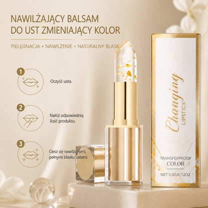 Nawilżający Balsam do Ust Zmieniający Kolor z Kwasem Hialuronowym i Złotem