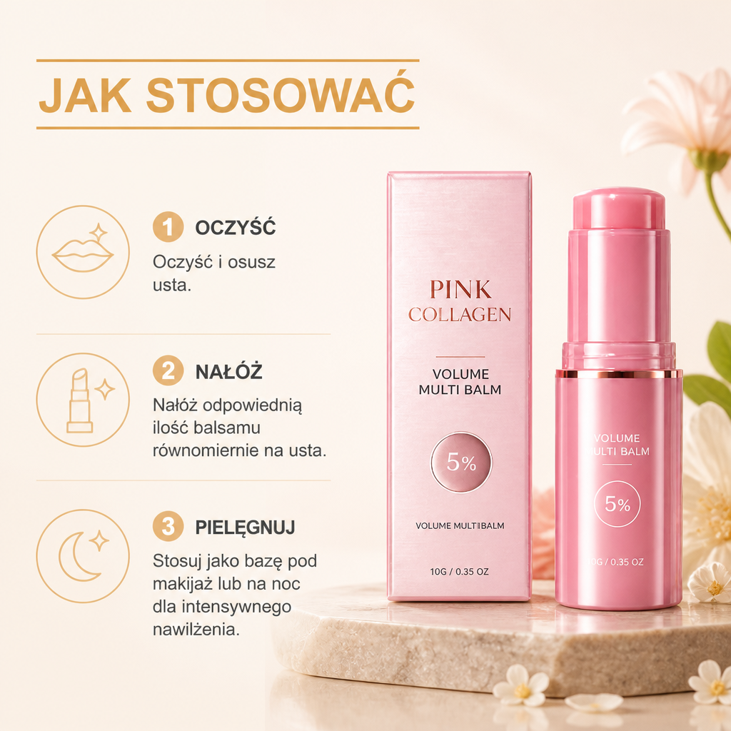 Odżywczy Balsam do Ust z Kolagenem i Witaminą E dla Miękkich, Gładkich Ust