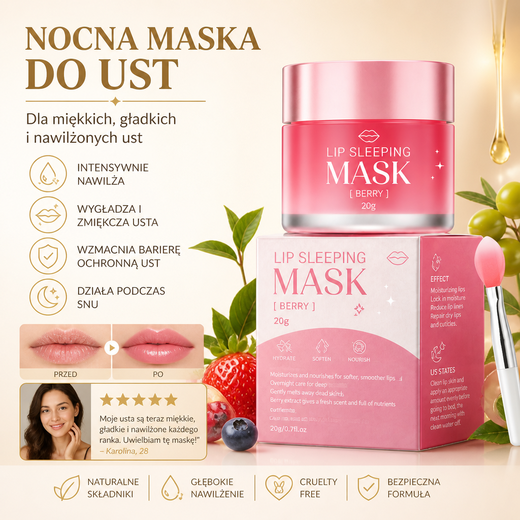 Nocna Maska Do Ust Na Miękkie, Gładkie I Nawilżone Usta