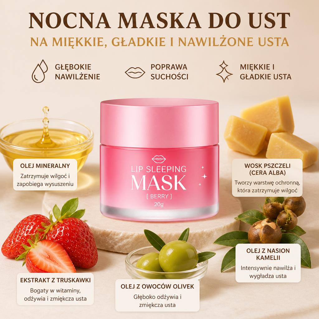 Nocna Maska Do Ust Na Miękkie, Gładkie I Nawilżone Usta