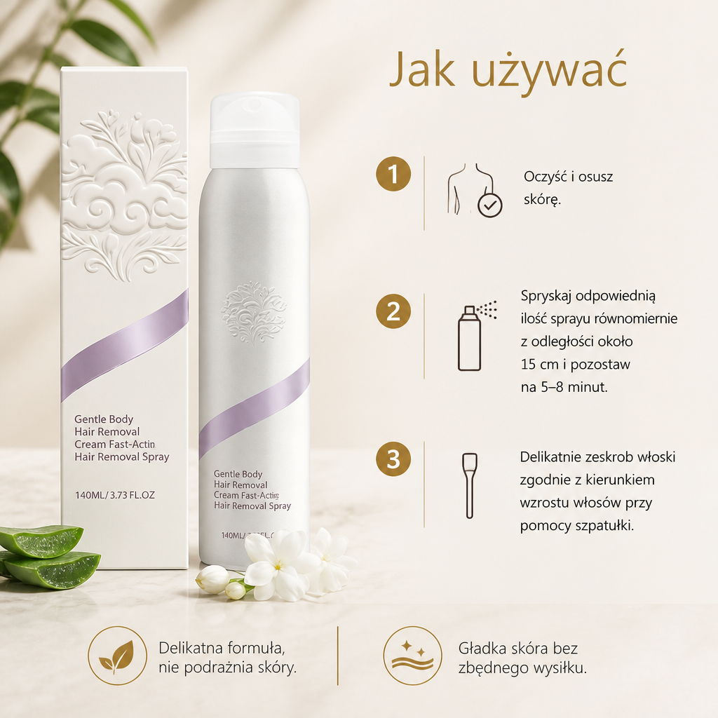 Delikatny Spray Do Usuwania Owłosienia Z Tioglikolanem Wapnia Dla Gładkiej Skóry