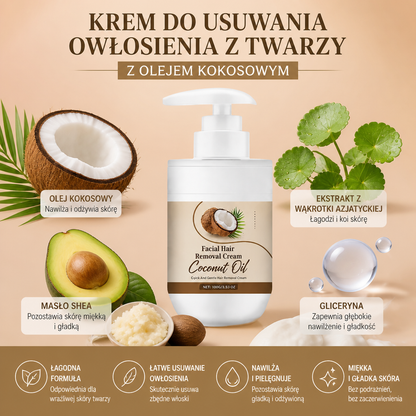 Krem Do Usuwania Owłosienia Z Twarzy Z Olejem Kokosowym Dla Gładkiej I Miękkiej Pielęgnacji Skóry