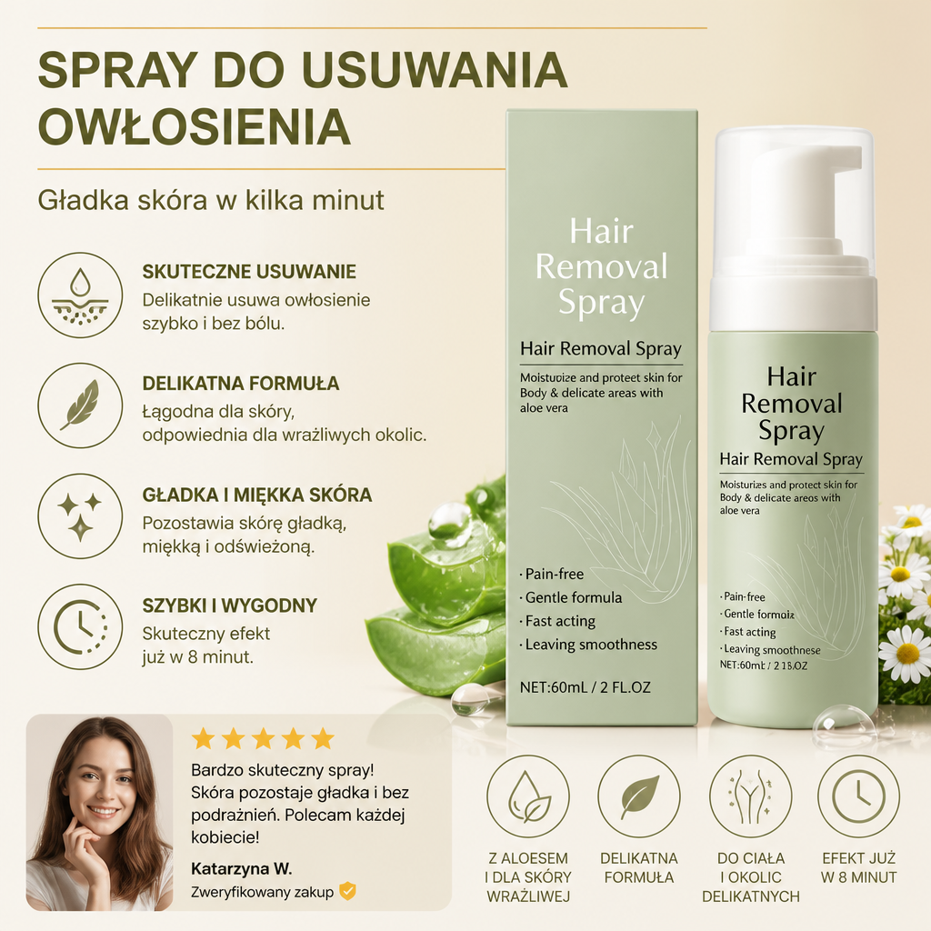 Spray Do Usuwania Owłosienia Z Tioglikolanem Wapnia Dla Gładkiej Pielęgnacji Skóry