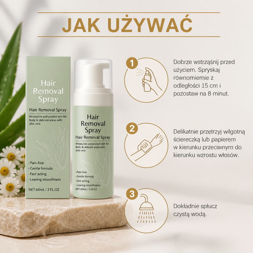 Spray Do Usuwania Owłosienia Z Tioglikolanem Wapnia Dla Gładkiej Pielęgnacji Skóry