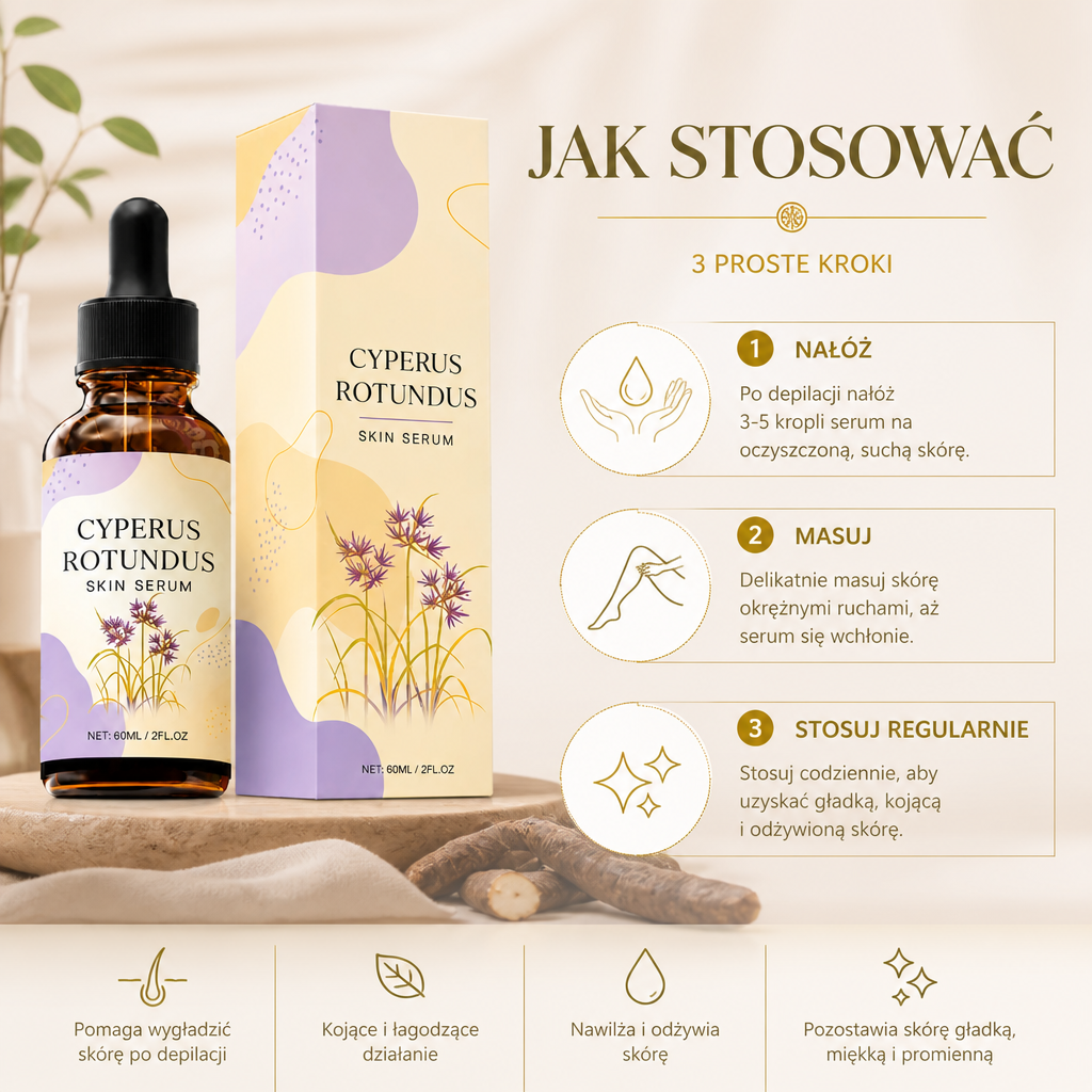 Olejek Cyperus Rotundus – Pielęgnacja Gładkiej Skóry Po Depilacji