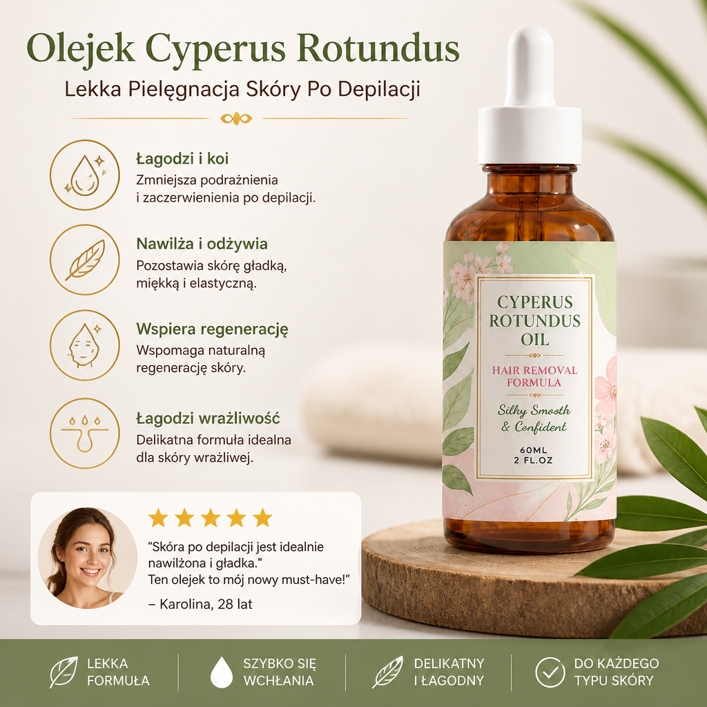 Olejek Cyperus Rotundus – Lekka Pielęgnacja Skóry Po Depilacji