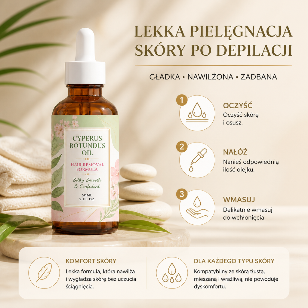 Olejek Cyperus Rotundus – Lekka Pielęgnacja Skóry Po Depilacji