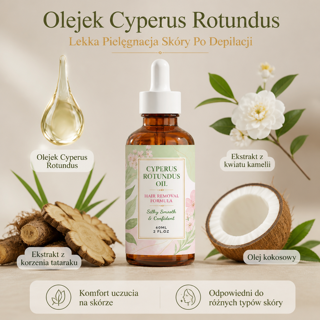 Olejek Cyperus Rotundus – Lekka Pielęgnacja Skóry Po Depilacji