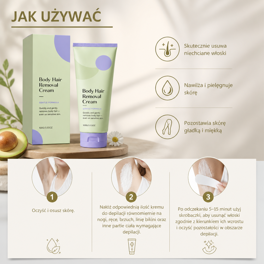Krem Do Depilacji Gładkiej Skóry Z Nawilżającą Formułą Pielęgnacyjną