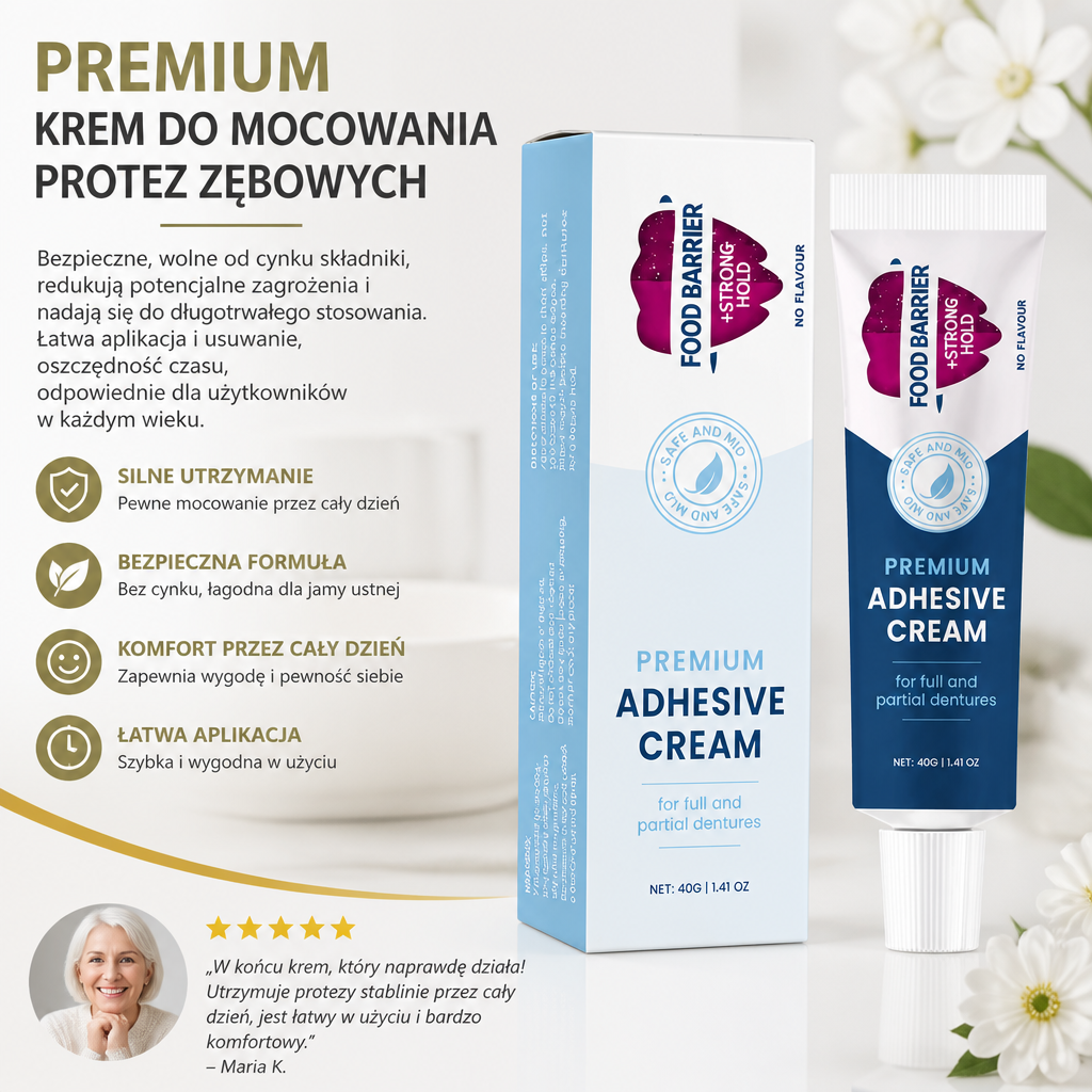 Premiumowy Krem Do Mocowania Protez Zębowych – Silne Utrzymanie Dla Komfortowego Noszenia