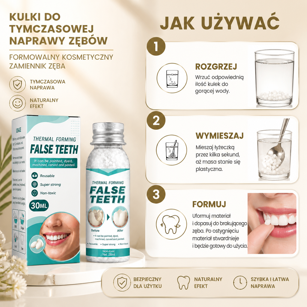 Kulki Do Tymczasowej Naprawy Zębów – Formowalny Kosmetyczny Zamiennik Zęba