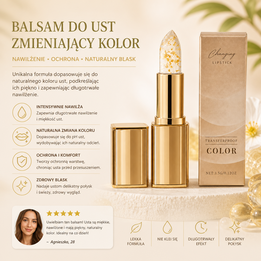 Balsam do Ust Zmieniający Kolor – Długotrwałe Nawilżenie i Naturalny Blask