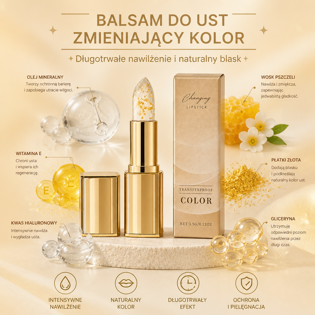 Balsam do Ust Zmieniający Kolor – Długotrwałe Nawilżenie i Naturalny Blask