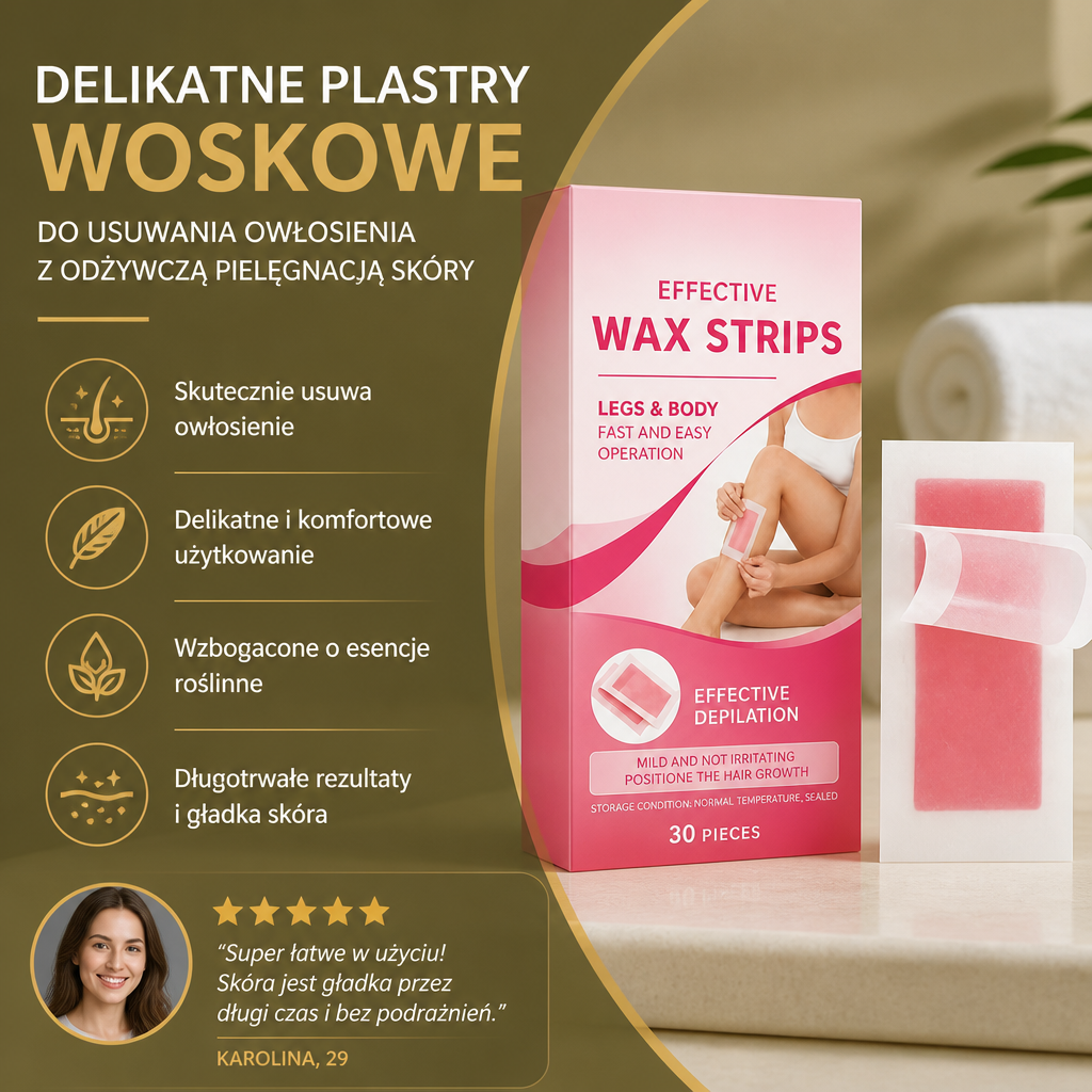 Delikatne Plastry Woskowe Do Usuwania Owłosienia Z Odżywczą Pielęgnacją Skóry
