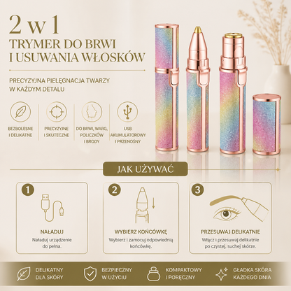 Akumulatorowy Trymer do Brwi i Usuwania Włosków z Twarzy 2 w 1
