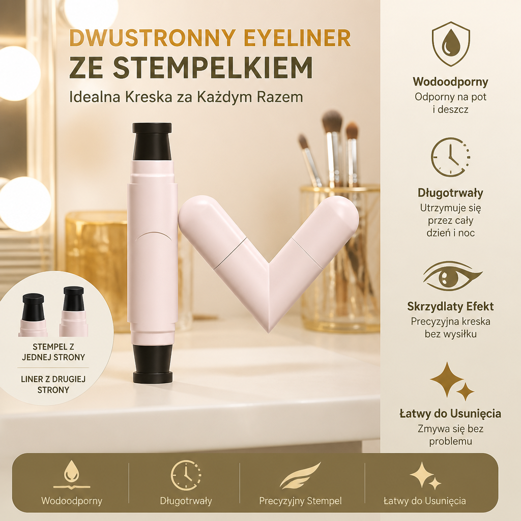 Wodoodporny Dwustronny Eyeliner ze Stempelkiem do Kreski dla Idealnej Symetrii